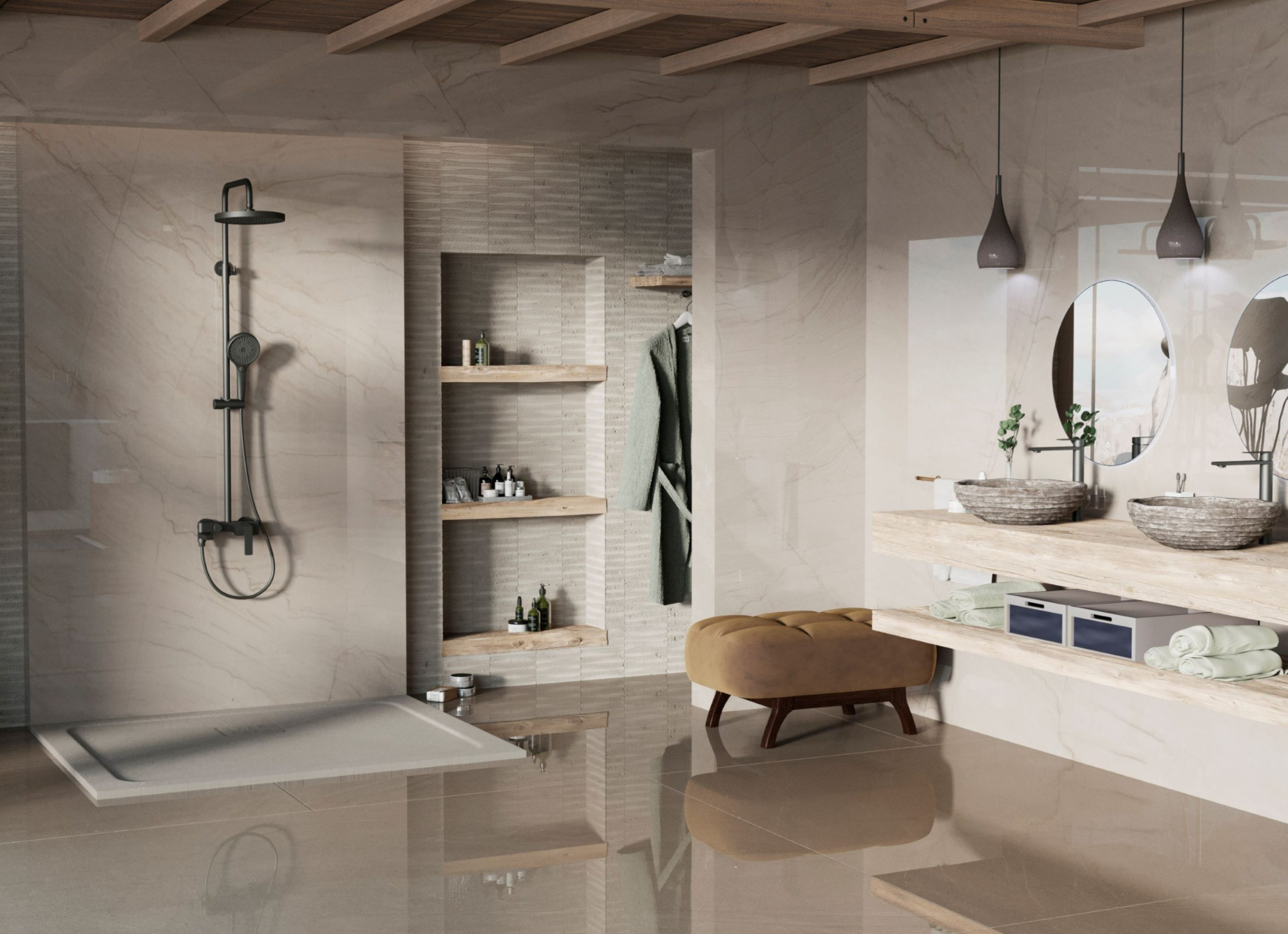 Душевая стойка Vincea VSFS-413MB настенная цвет черный