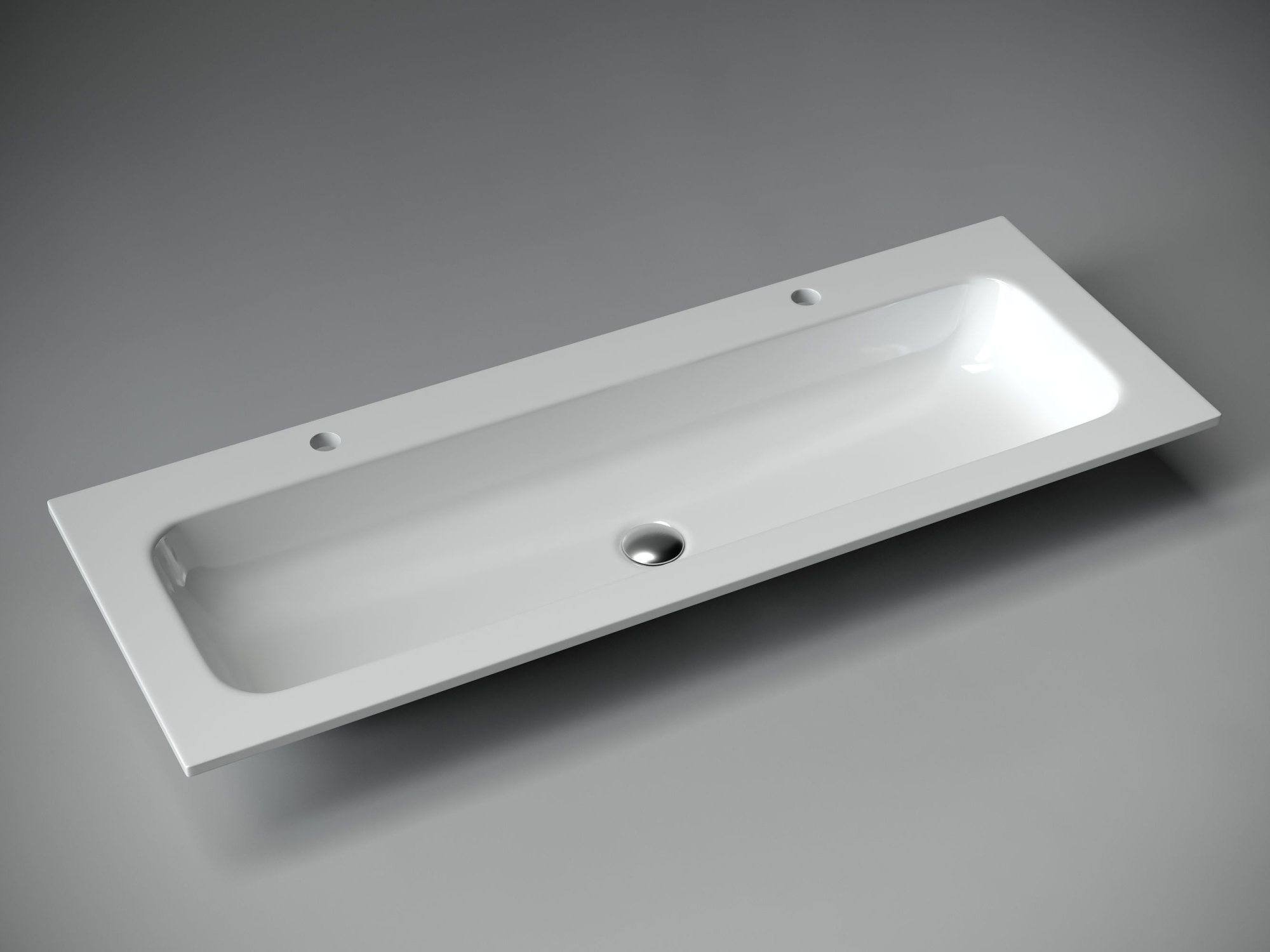 Раковина накладная прямоугольная, с двумя отверстиями под смеситель CN7016