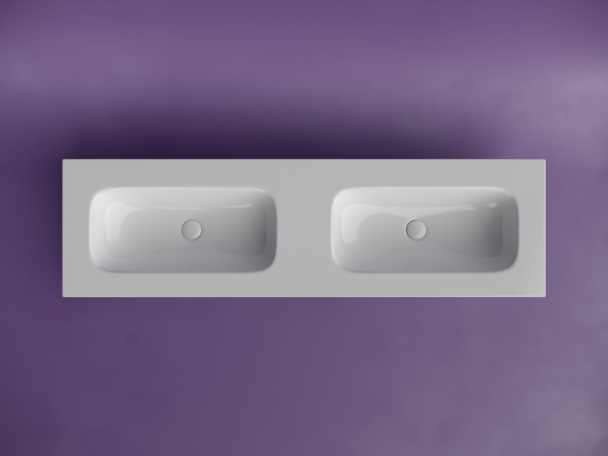 Раковина накладная мебельная прямоугольная с двумя чашами без отверстий под смеситель CN7023wx