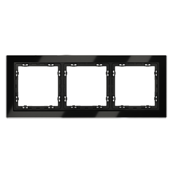 Рамка стеклянная VOLTUM S70 на 3 поста, (черный,стекло)