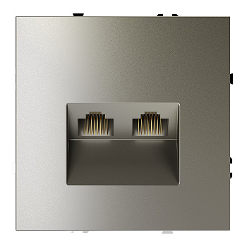 Розетка компьютерная встраиваемая VOLTUM S70 двойная RJ45+RJ45 кат.6, (шелк)