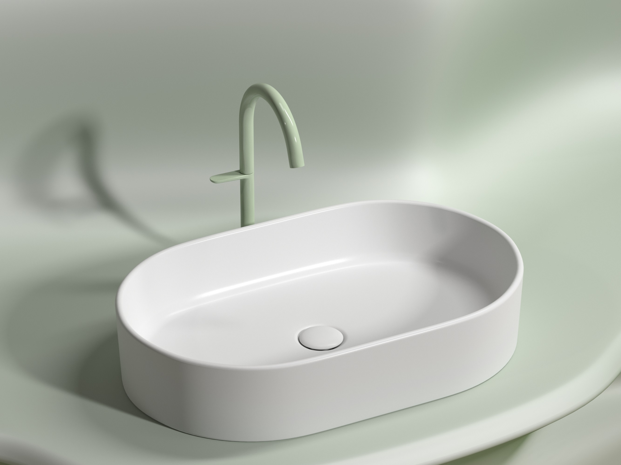 Умывальник чаша накладная овальная CN6048MW