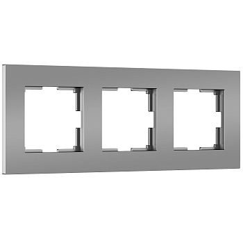 Рамка на 3 поста Slab (серебро софт) Werkel