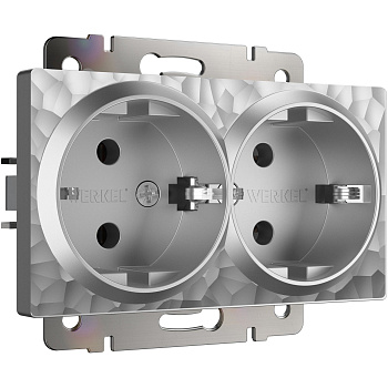 Розетка двойная с заземлением (серебряный) Werkel
