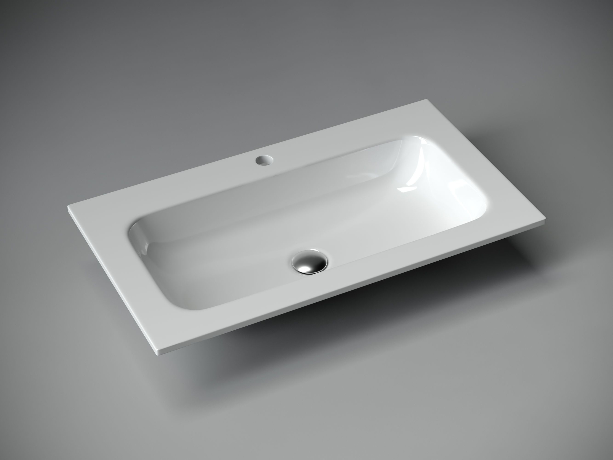 Раковина накладная прямоугольная, с отверстием под смеситель CN7012