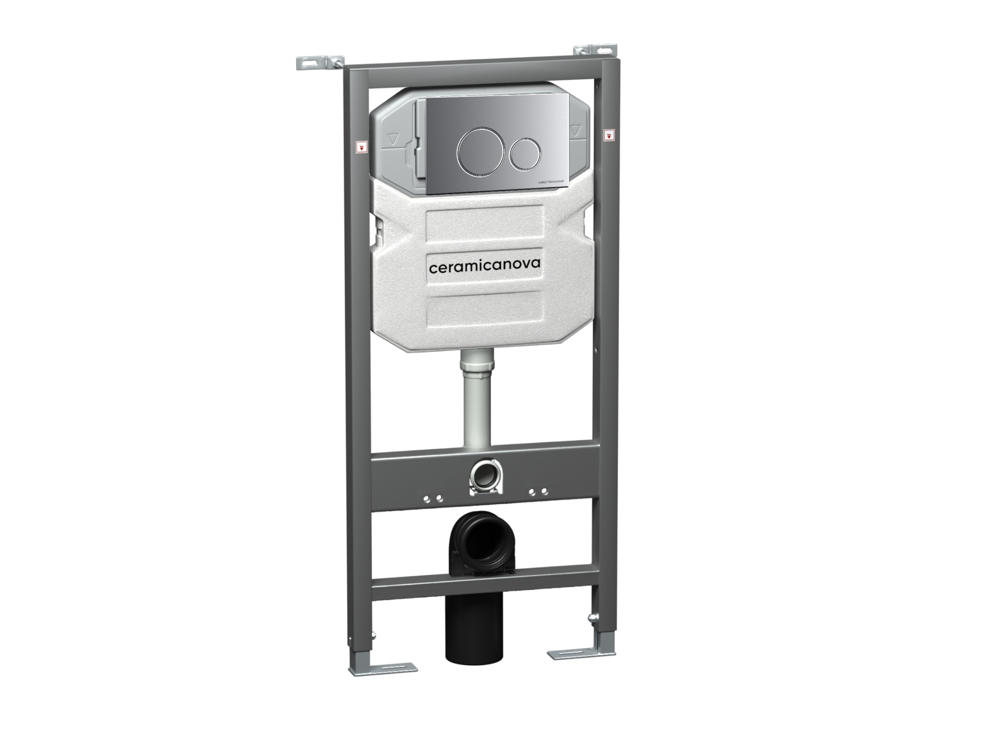 Система инсталляции для унитазов CERAMICANOVA Envision с кнопкой смыва Round цвет хром матовый и креплениями CN1001M