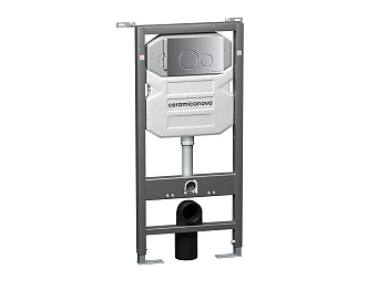 Система инсталляции для унитазов CERAMICANOVA Envision с кнопкой смыва Round цвет хром матовый и креплениями CN1001M
