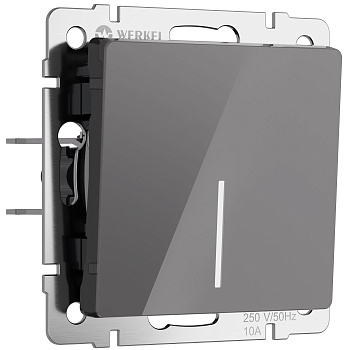 Выключатель одноклавишный проходной с подсветкой (графит акрил) Werkel