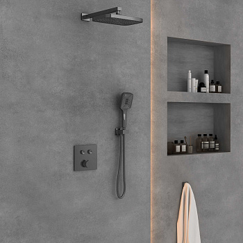 Душевая система Vincea VSFW-4211GM встраиваемая в стену цвет вороненая сталь