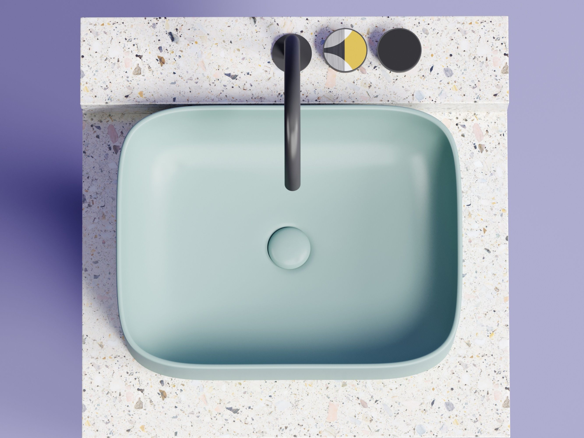 Умывальник чаша накладная прямоугольная CN6052MLG