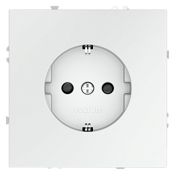 Розетка встраиваемая VOLTUM S70 с заземлением и защитными шторками, 16А, (белый матовый)