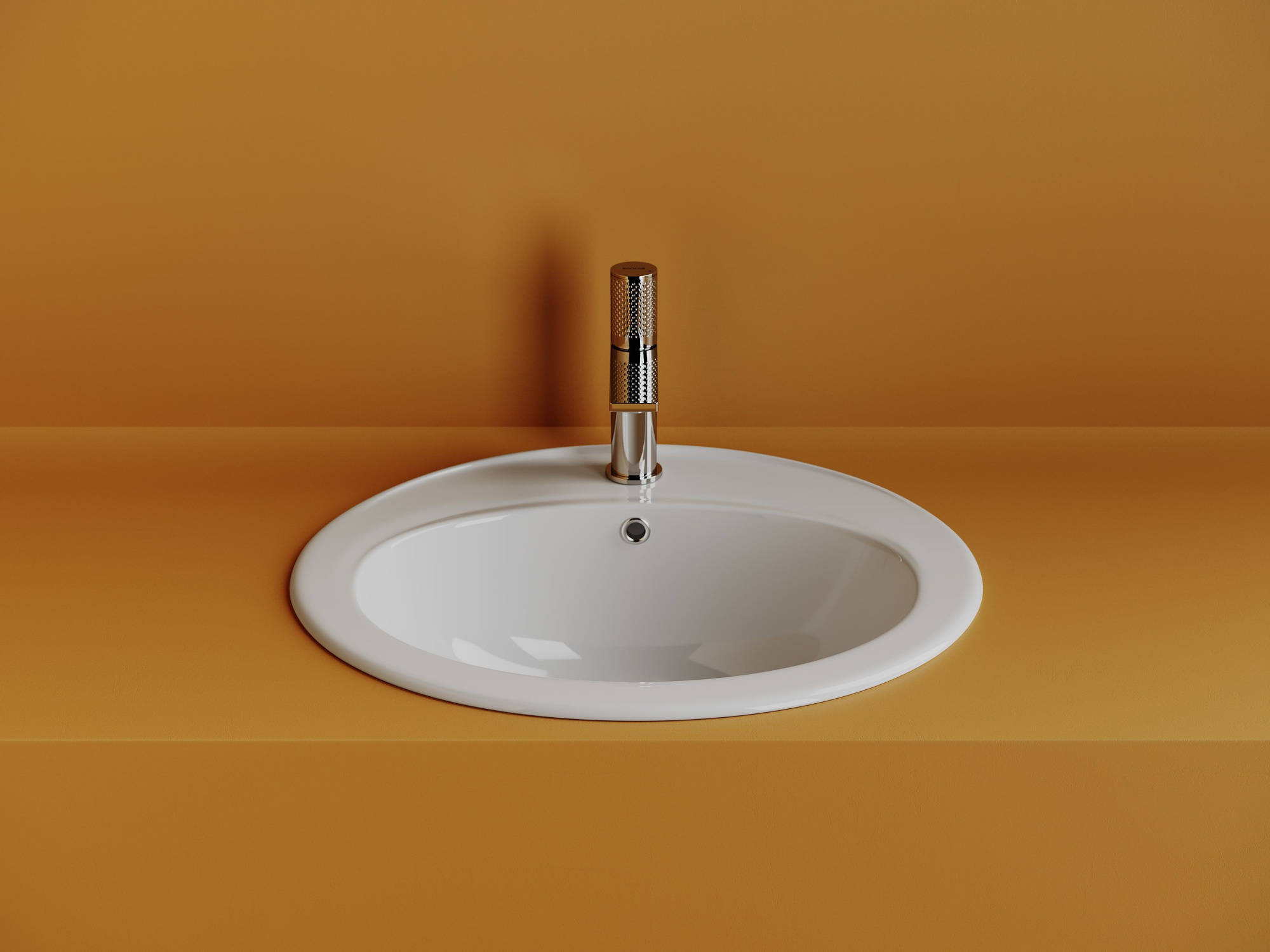 Раковина встраиваемая сверху с отверстием слива - перелива овальной формы CN6079