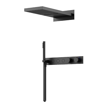 Душевой комплект с термостатом Linn, с внутренней частью, черный матовый SC9023MB