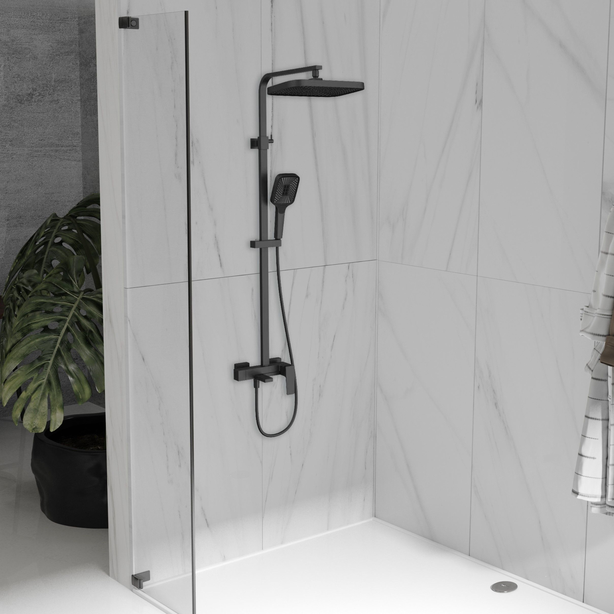 Душевая стойка Vincea Cube VSFS-4C12MB настенная цвет черный