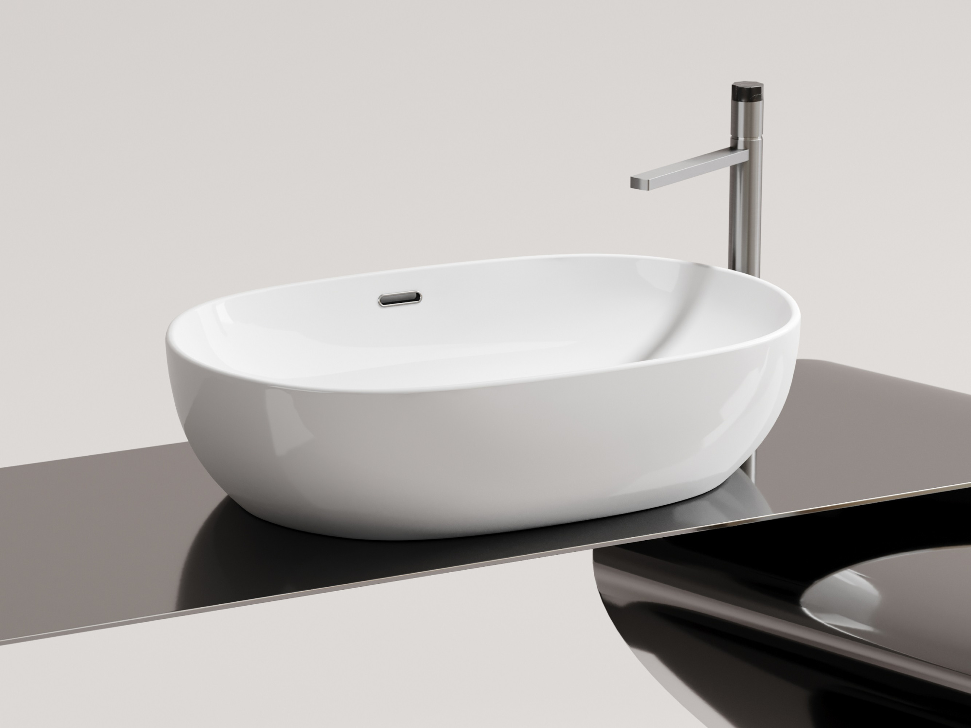 Умывальник чаша накладная овальная со сливом переливом CN6064