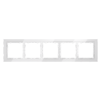 Рамка стеклянная VOLTUM S70 на 5 постов, (белый, стекло)