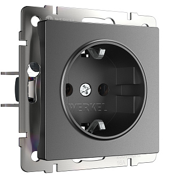Розетка с заземлением (графит матовый) Werkel