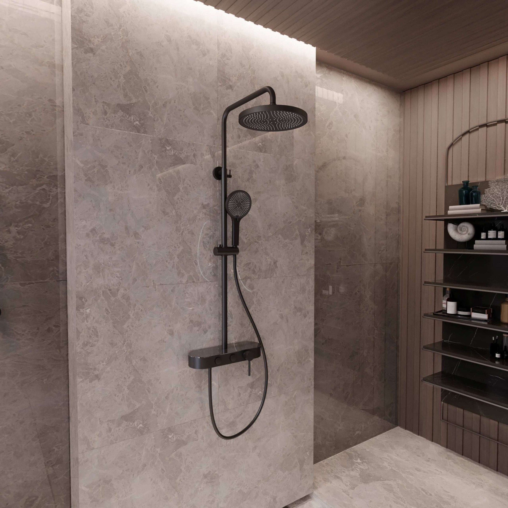 Душевая стойка Vincea VSFS-402MB настенная цвет черный