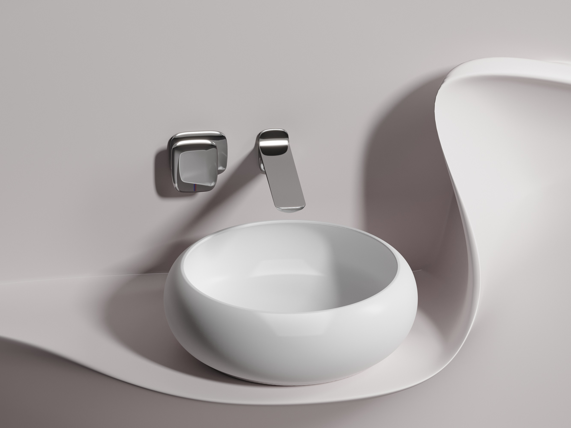 Умывальник чаша накладная круглая CN6050MW