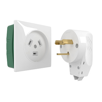 Розетка с вилкой для электроплиты 32А 250В (белый глянцевый) Werkel