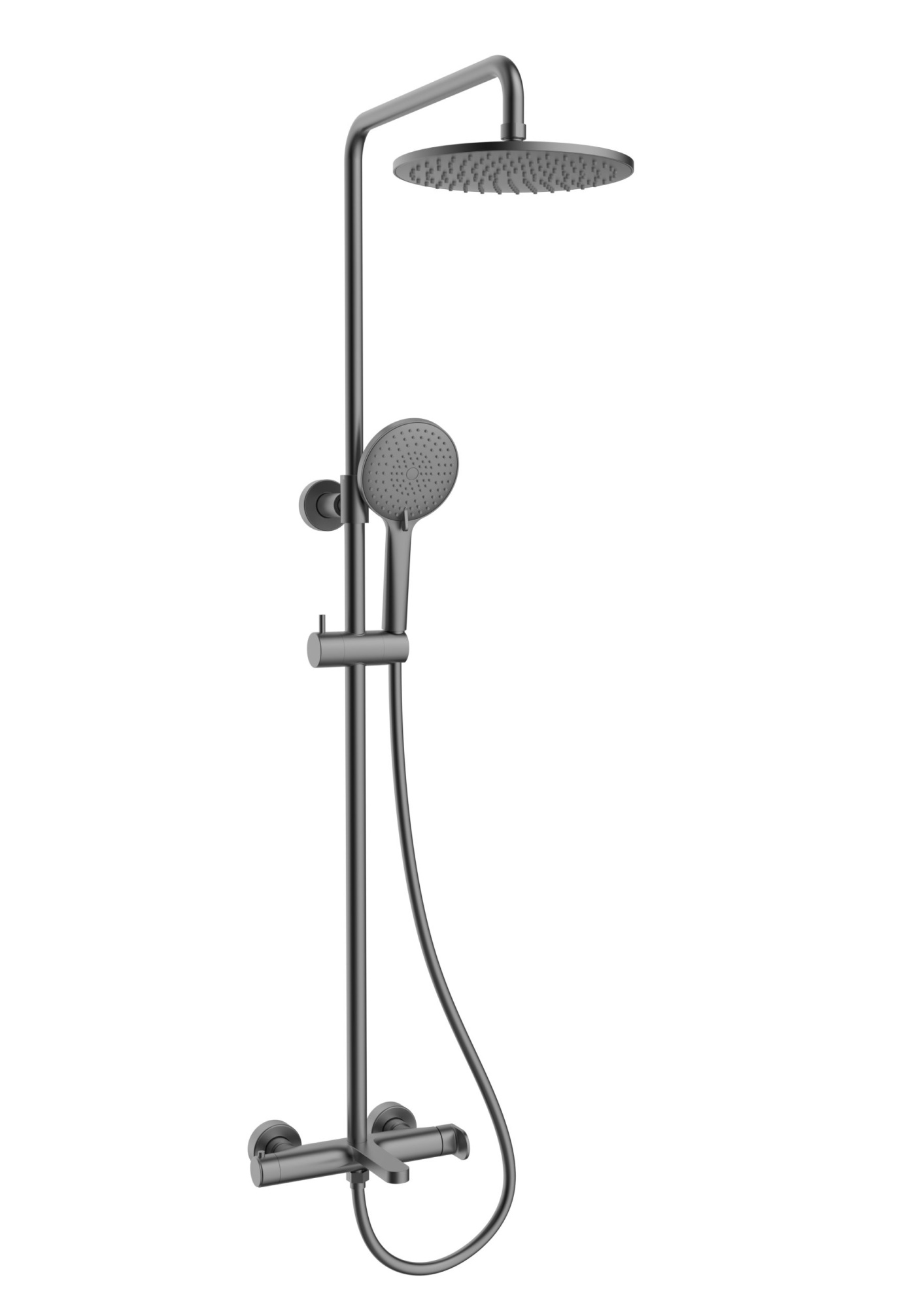 Душевая стойка Vincea Rondo VSFS-1R1GM настенная цвет вороненая сталь