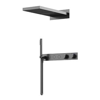 Душевой комплект с термостатом Linn, с внутренней частью, вороненая сталь SC9023GG