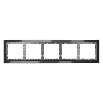 Рамка стеклянная VOLTUM S70 на 5 постов, (графит, стекло)