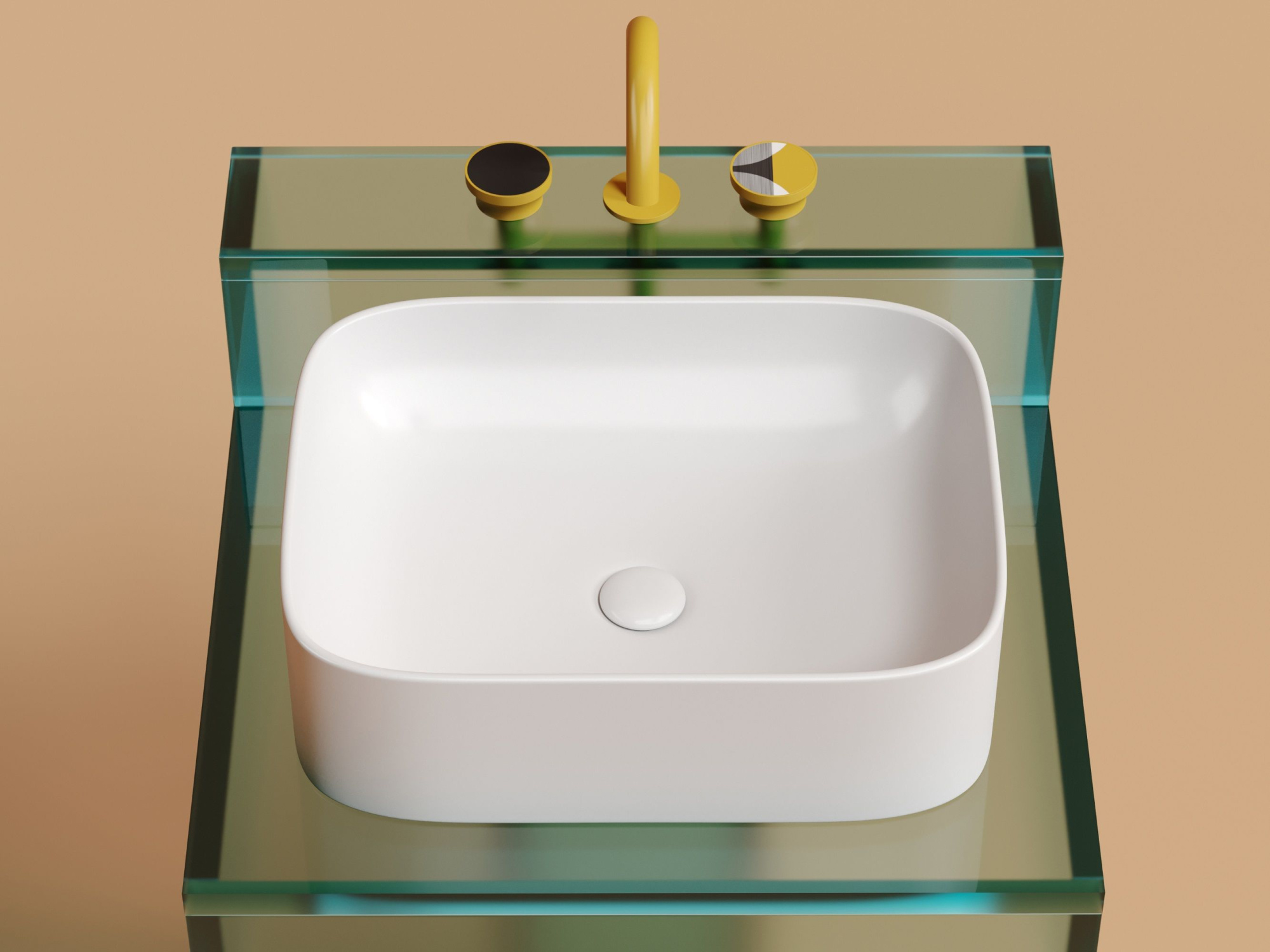 Умывальник чаша накладная прямоугольная CN6052MW