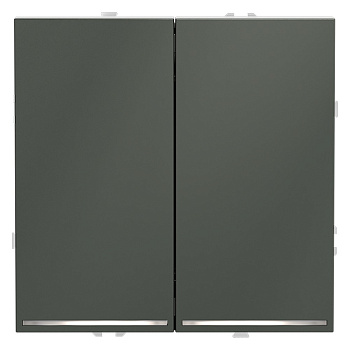 Проходной переключатель встраиваемый VOLTUM S70 двухклавишный с подсветкой 10А, (титан)