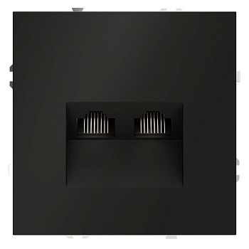 Розетка компьютерная встраиваемая VOLTUM S70 двойная RJ45+RJ45 кат.6, (черный матовый)