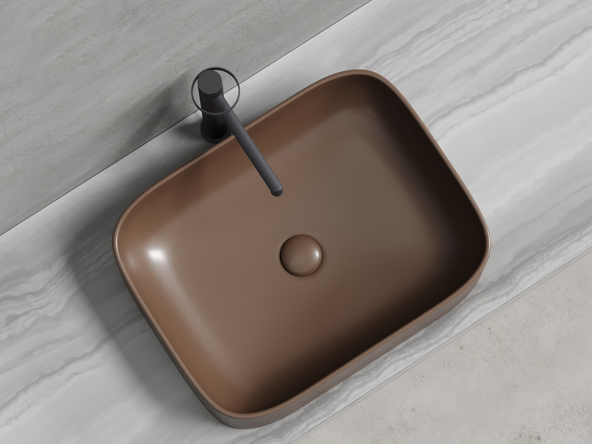 Умывальник чаша накладная прямоугольная CN6052MDB