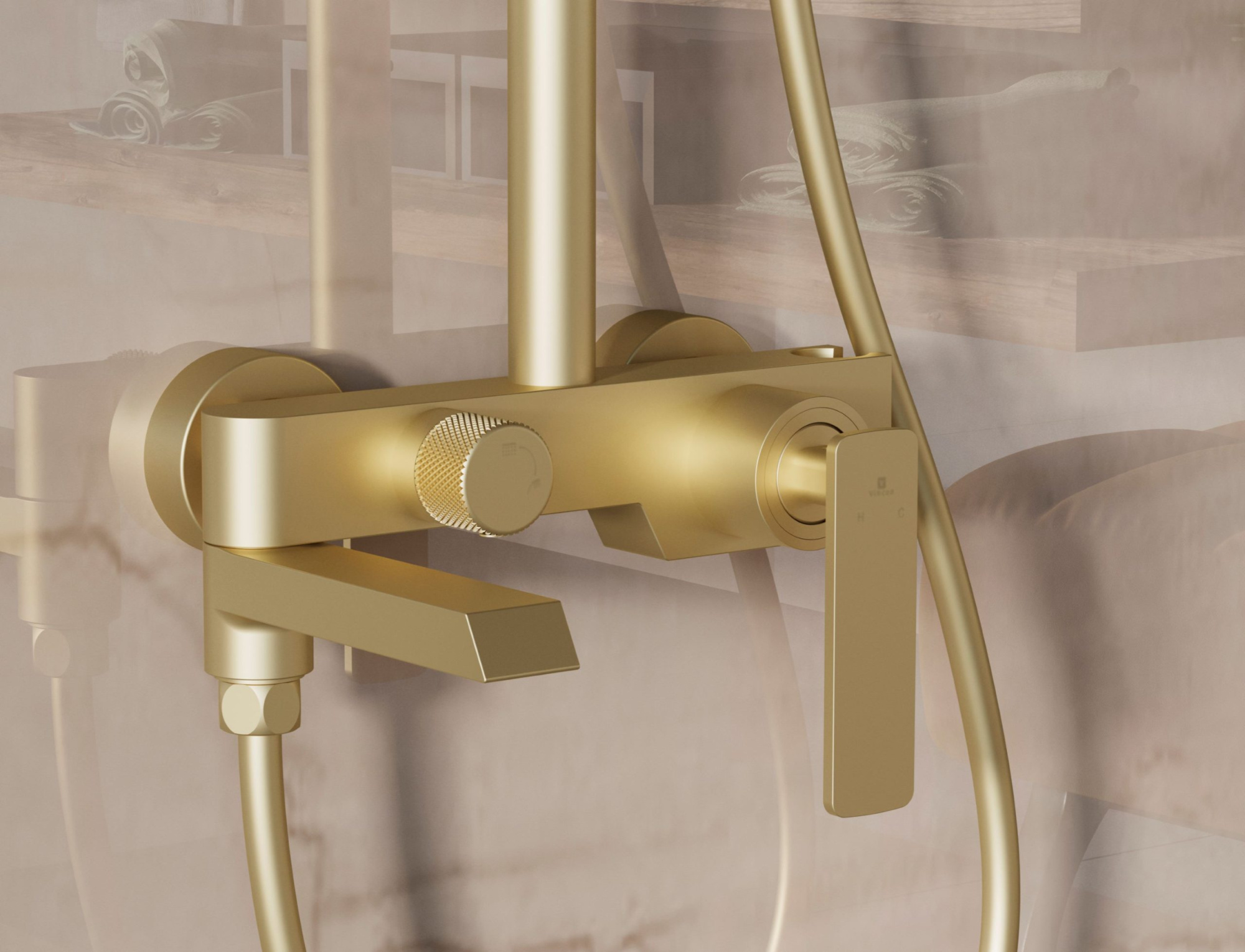 Душевая стойка Vincea VSFS-413BG настенная цвет брашированное золото