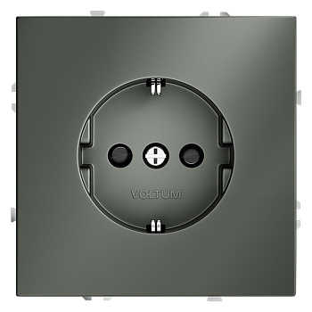 Розетка встраиваемая VOLTUM S70 с заземлением и защитными шторками, 16А, (титан)