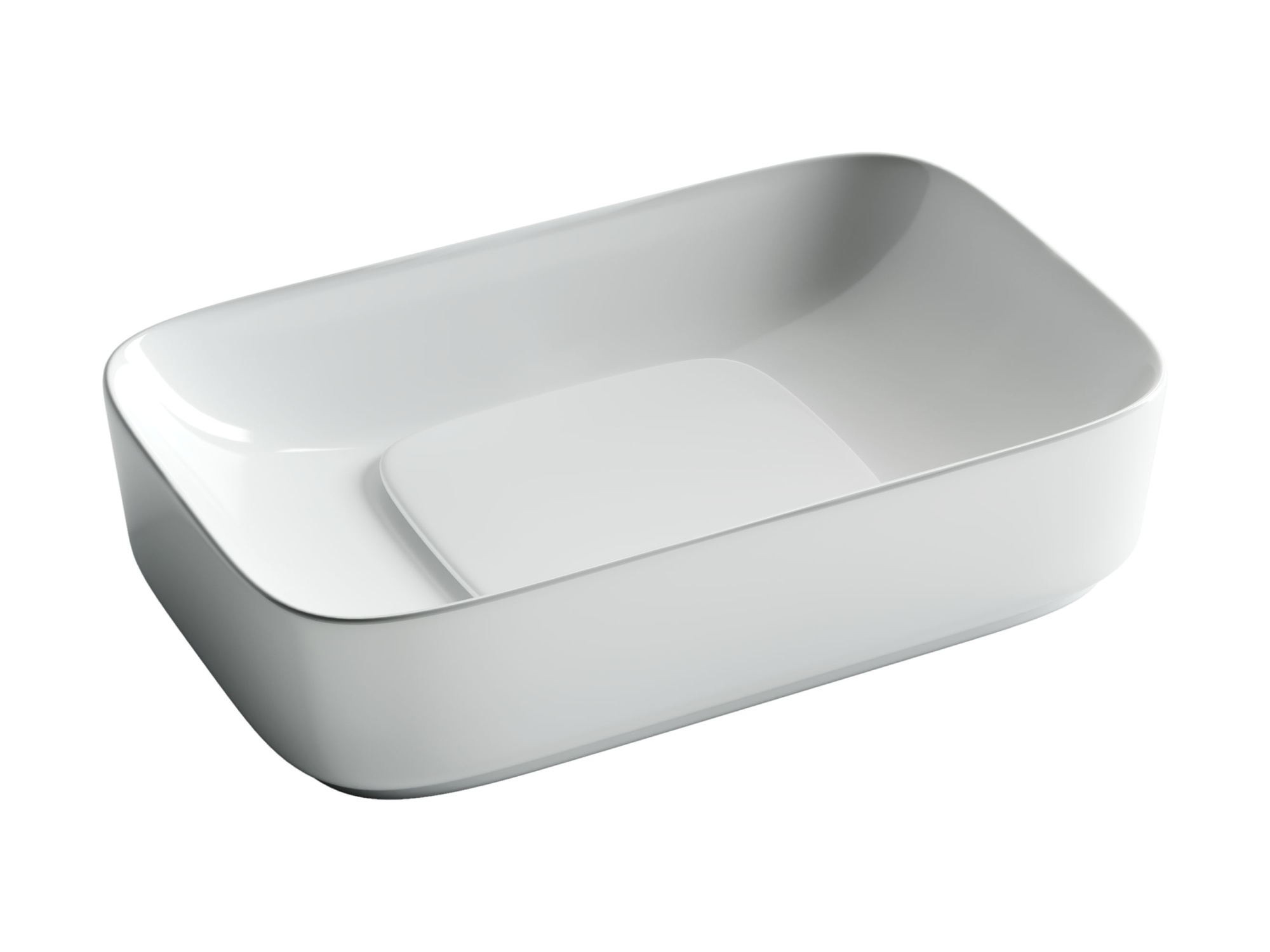 Умывальник чаша накладная прямоугольная с керамической накладкой на сливное отверстие CN5021