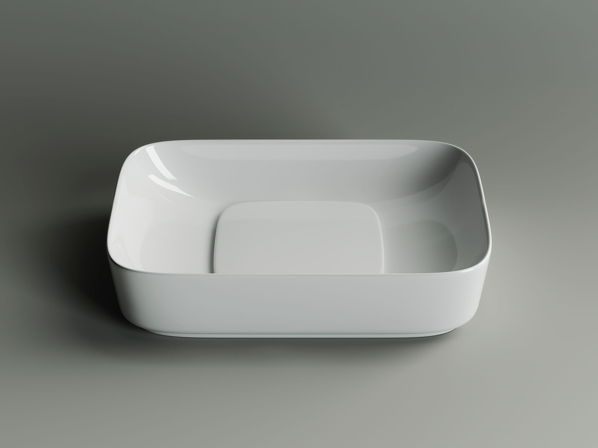 Умывальник чаша накладная прямоугольная с керамической накладкой на сливное отверстие CN5021