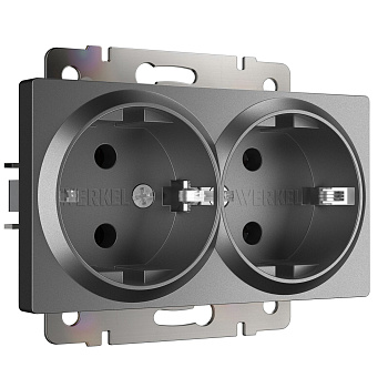 Розетка двойная с заземлением (графит матовый) Werkel