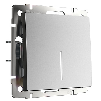 Выключатель одноклавишный проходной с подсветкой (серебряный матовый) Werkel