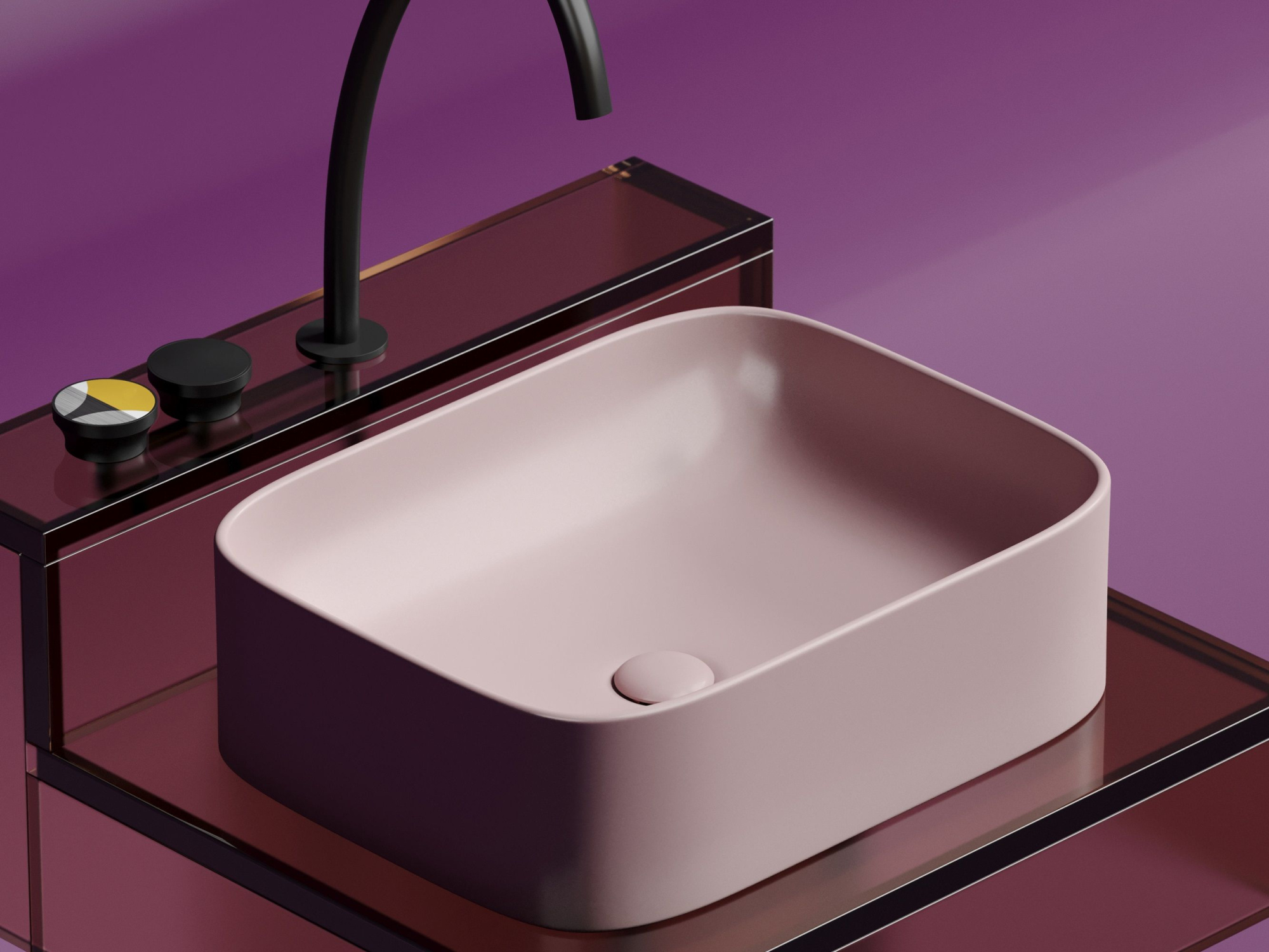 Умывальник чаша накладная прямоугольная CN6052MP