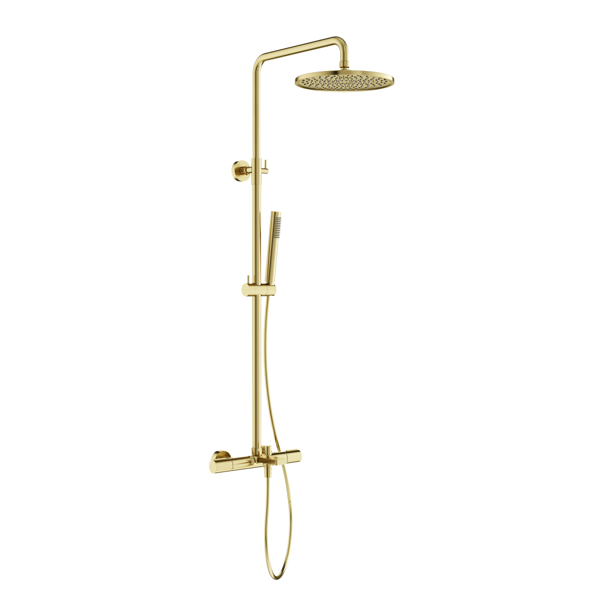 Душевая стойка с термостатом и изливом Etna, брашированное золото, PVD покрытие SC9008BG