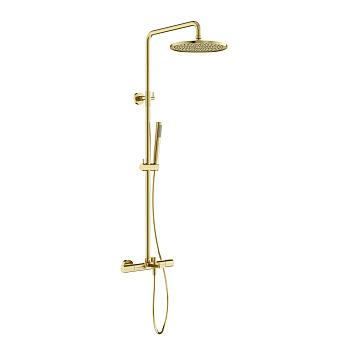 Душевая стойка с термостатом и изливом Etna, брашированное золото, PVD покрытие SC9008BG