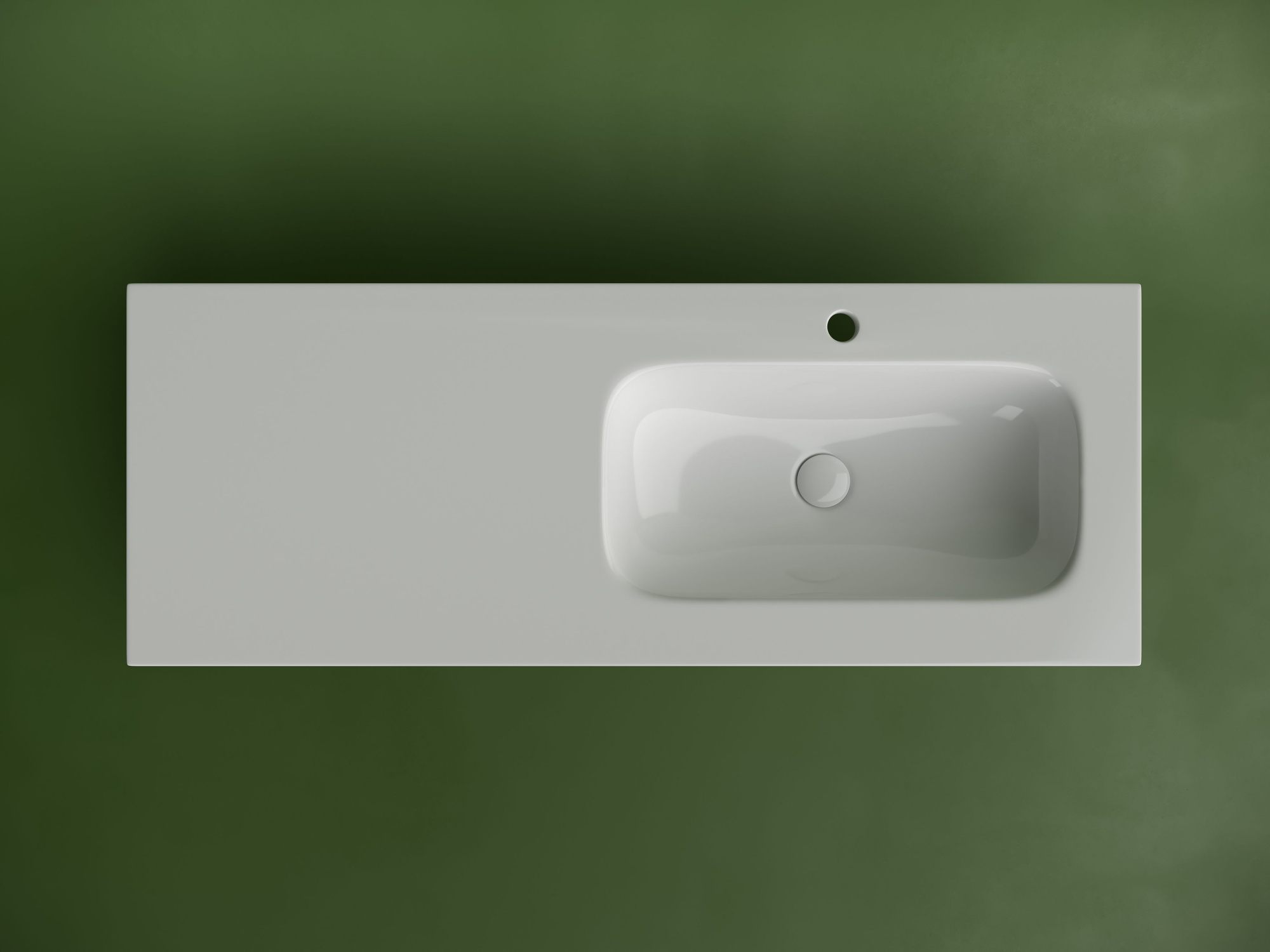 Раковина накладная мебельная прямоугольная с чашей справа и отверстием под смеситель CN7021