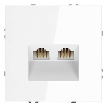 Розетка компьютерная встраиваемая VOLTUM S70 двойная RJ45+RJ45 кат.6, (белый глянцевый)