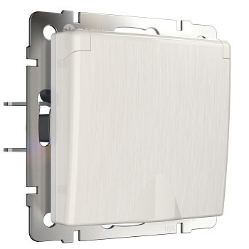 Розетка влагозащ. с зазем. с защит. крышкой и шторками (перламутровый рифленый) Werkel